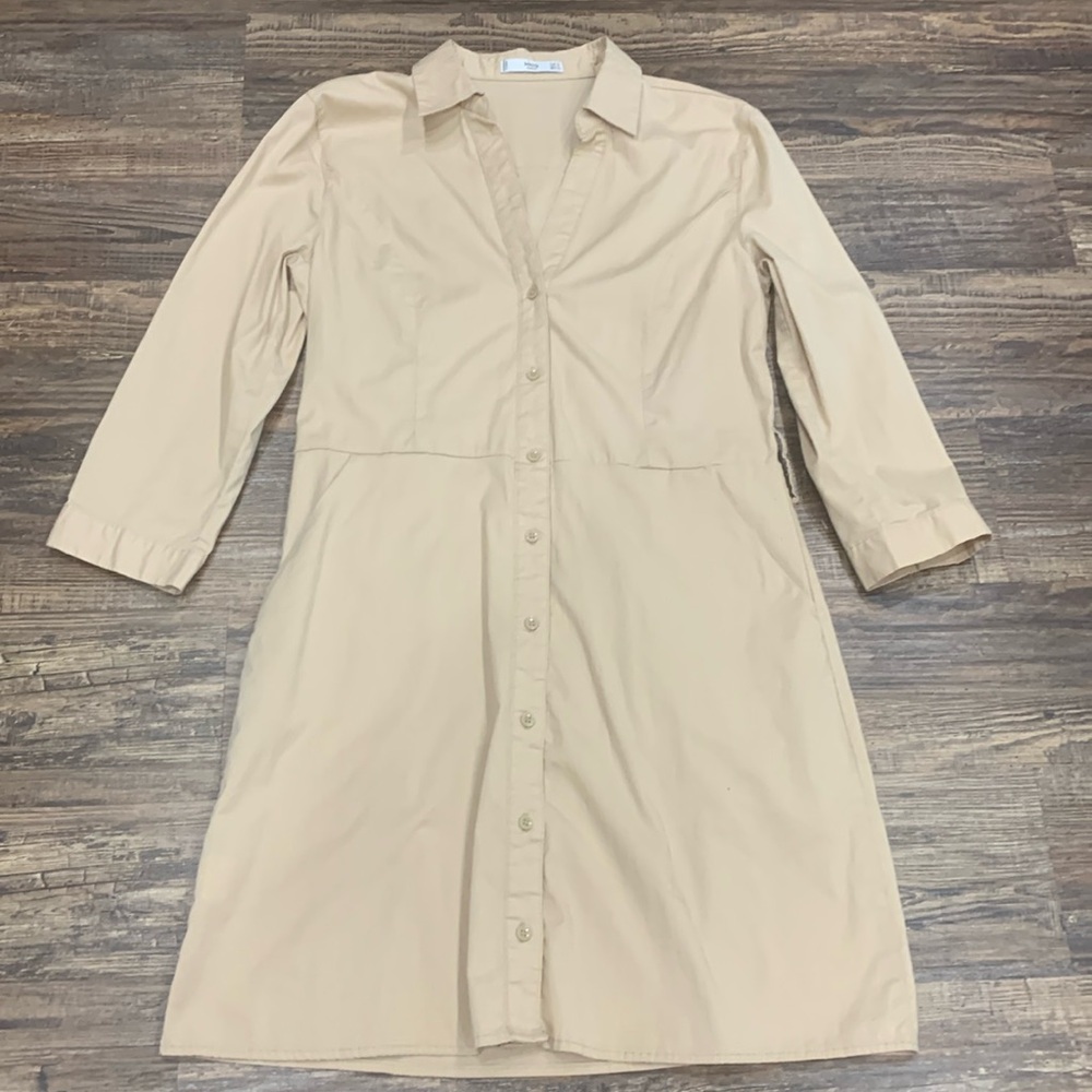 Mango beige shirt dress